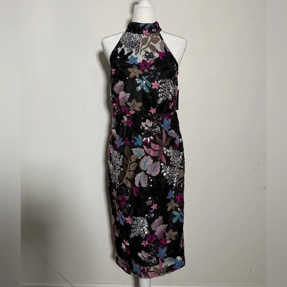 Elie Tahari Alana Embellished Sequin Dress Evening Dress Cocktail Event Party - Picture 3 of 10